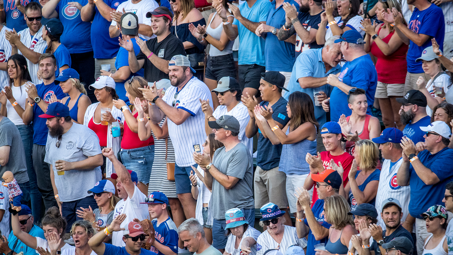 Excited baseball fans